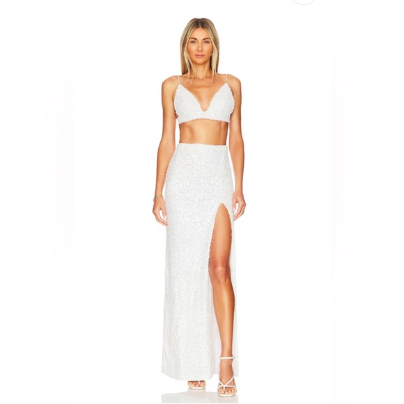 Nookie Dresses & Skirts - Nookie Whitney Crop Top (S) and Maxi Skirt (XS) in White - Beaded Sequin Set!